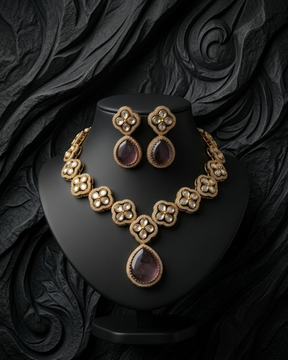 Royal Petal Teardrop Necklace Set