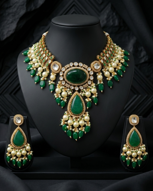 Zeenat Emerald Charm Set