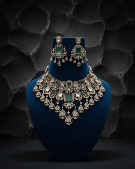 Zehan Moissanite Kundan Necklace Set Zestro