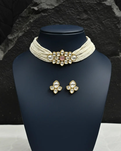 Aabha Pearl Kundan Choker Set Zestro