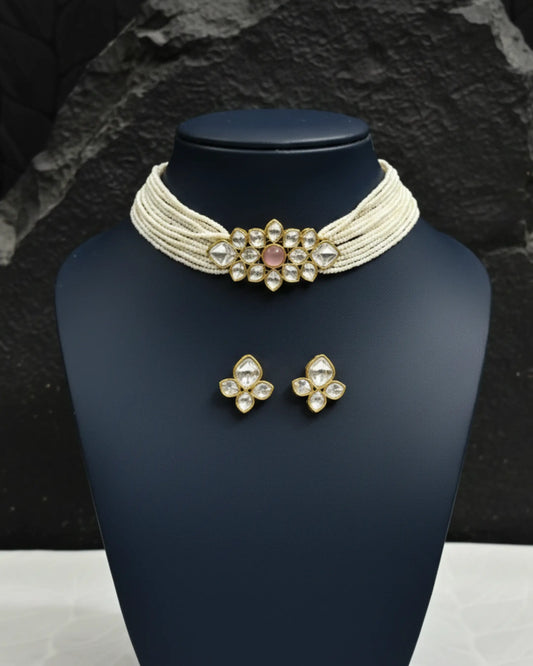 Aabha Pearl Kundan Choker Set Zestro