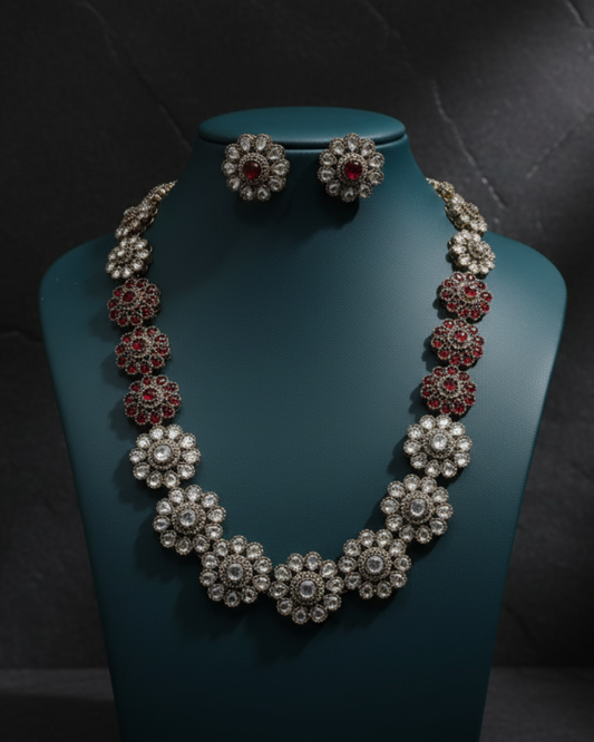 Antique Polki Floral Necklace Set