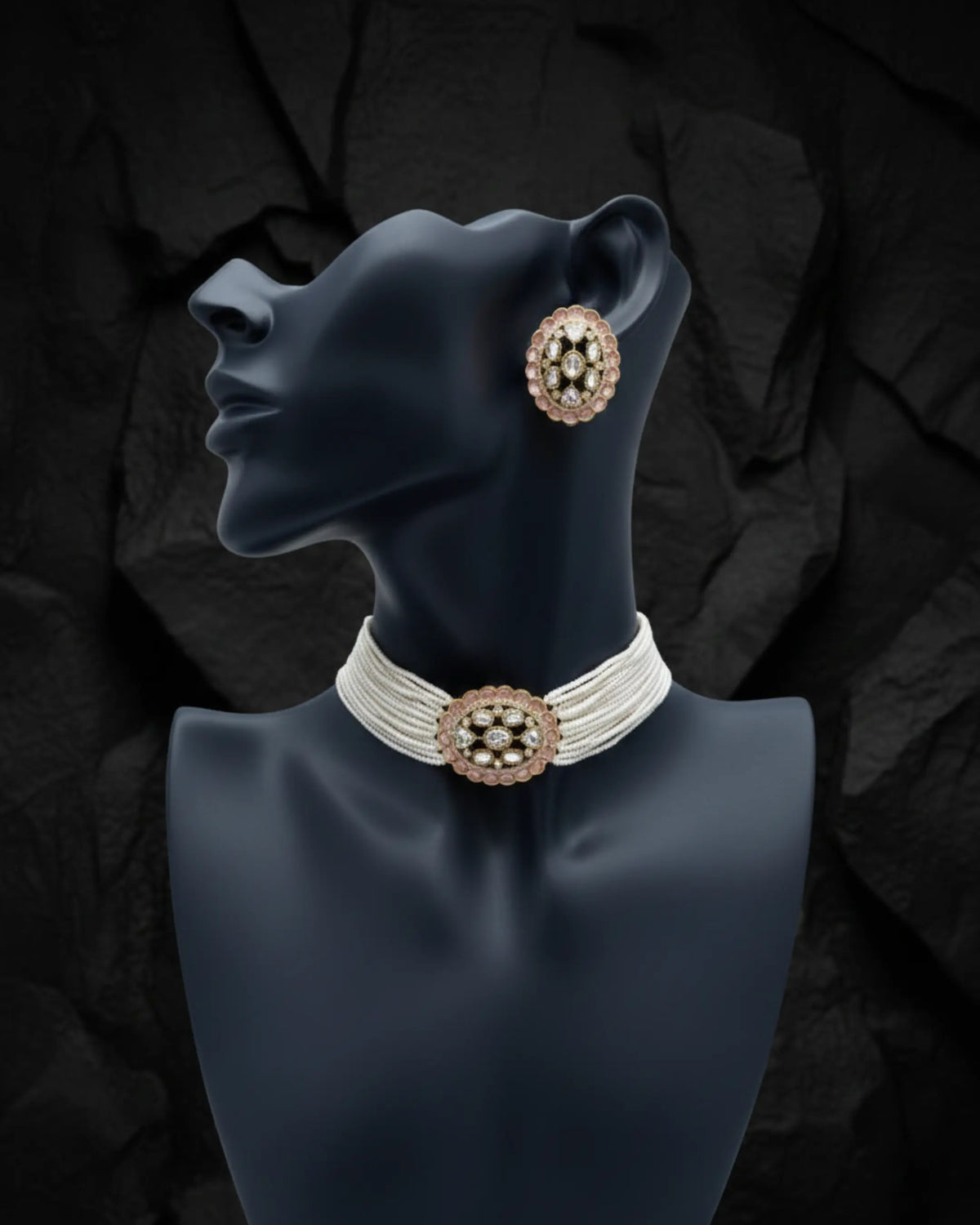 Multi-Strand Pearls Choker Set Zestro