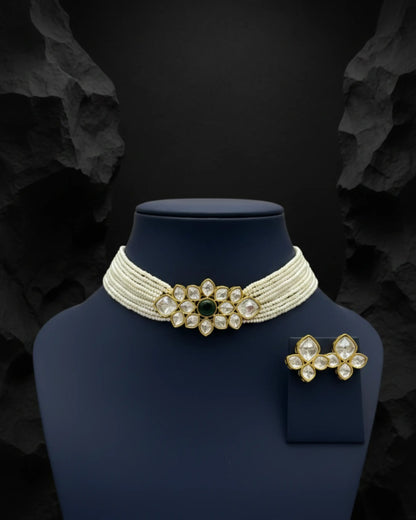 Aabha Pearl Kundan Choker Set Zestro