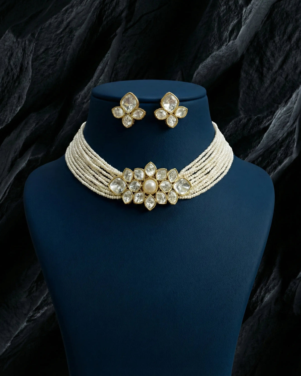 Aabha Pearl Kundan Choker Set Zestro