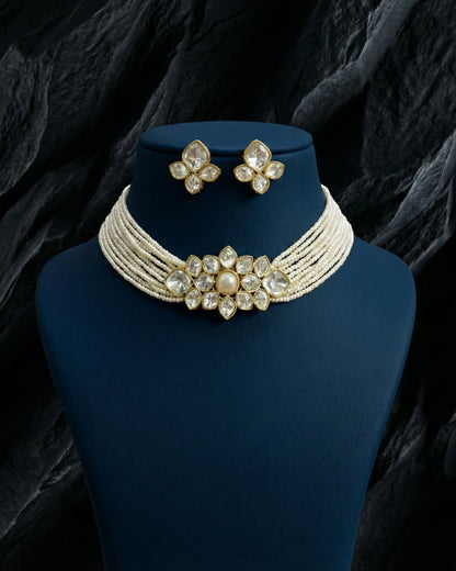 Aabha Pearl Kundan Choker Set Zestro