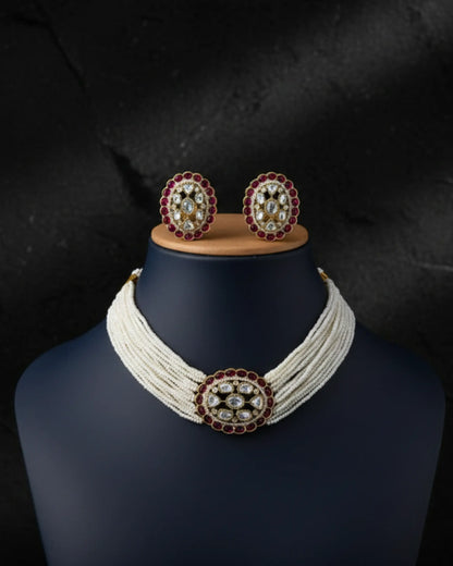 Multi-Strand Pearls Choker Set Zestro