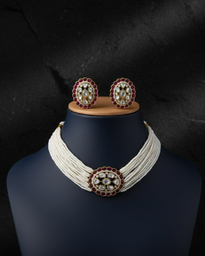 Multi-Strand Pearls Choker Set