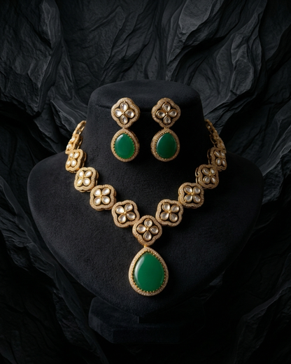 Royal Petal Teardrop Necklace Set