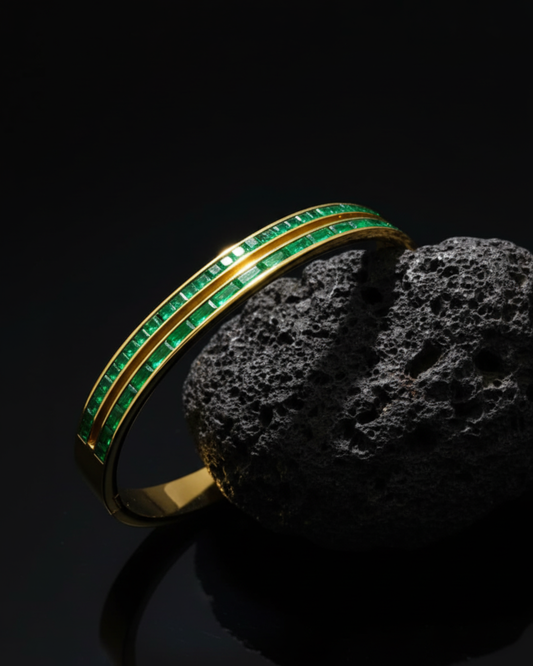 Double-Row Emerald Stone Bracelet