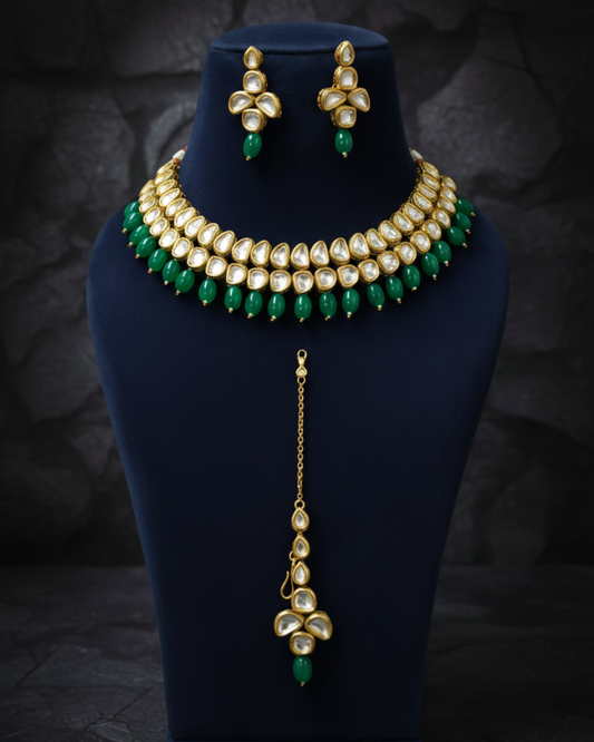 Emerald Drop Kundan Royal Set