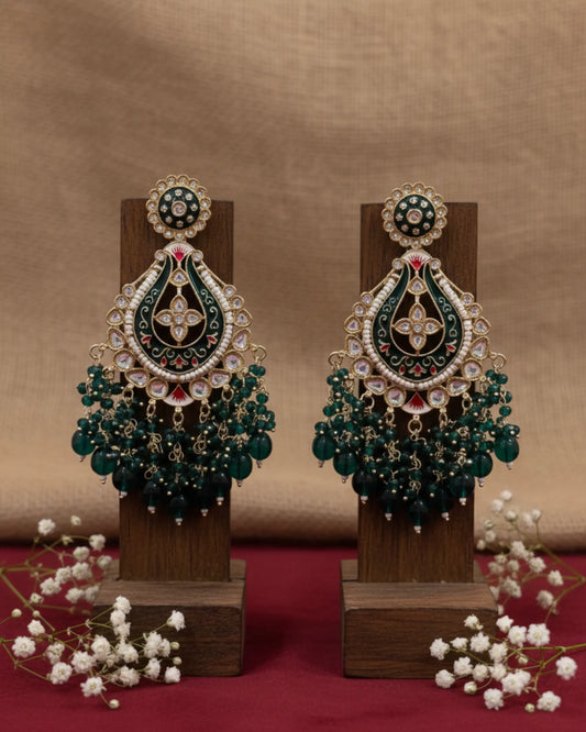 Emerald Jashn Chandbali Earrings Zestro