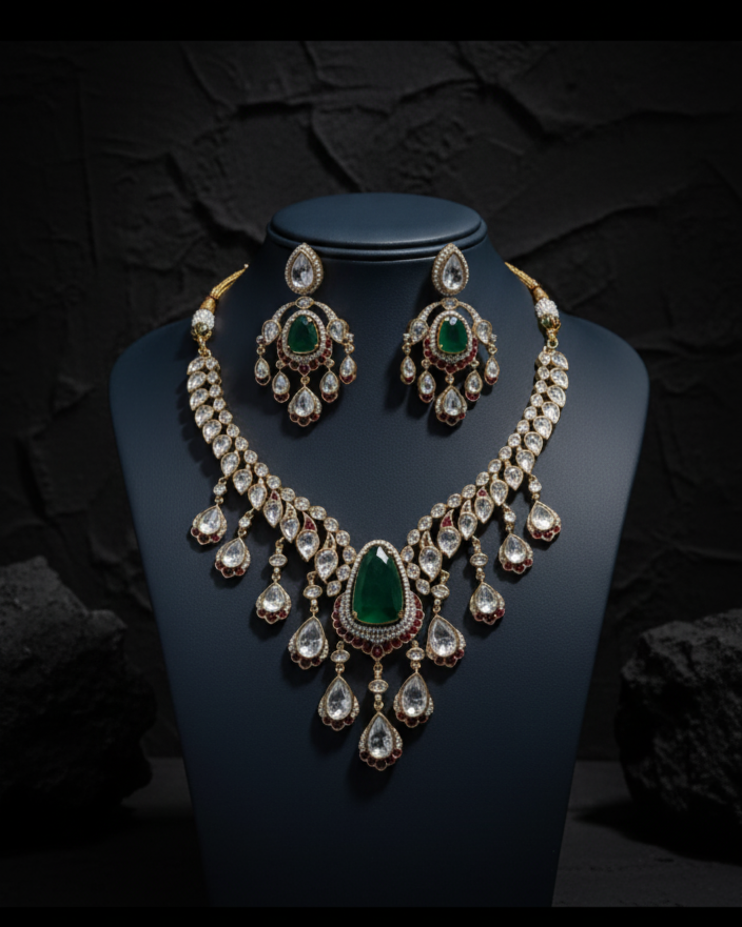 Emerald Majesty Kundan Necklace Set