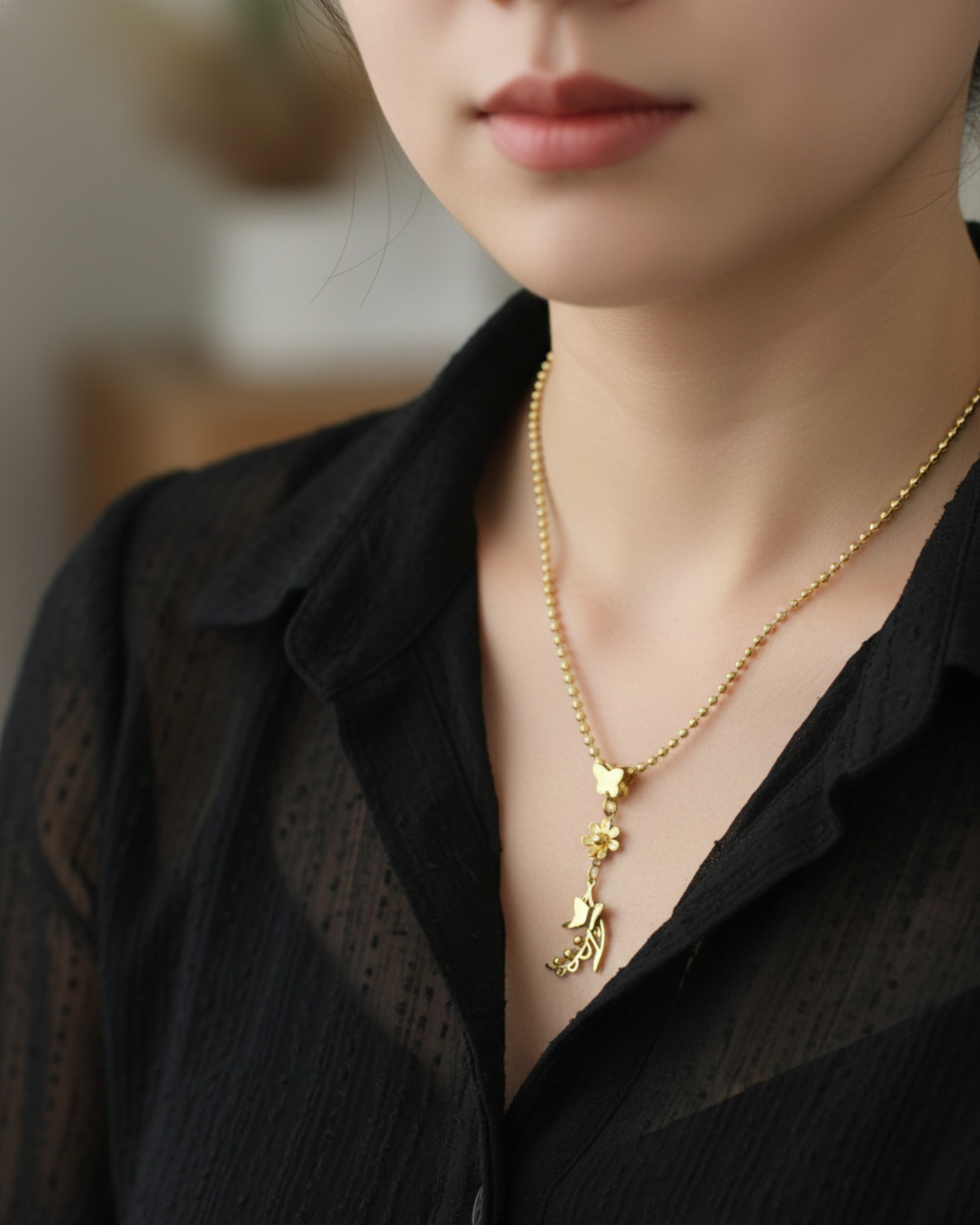 Floral Dove Charm Necklace