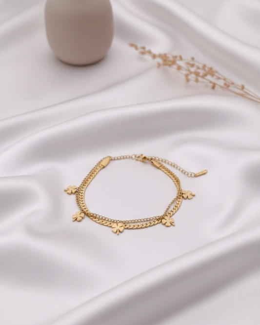 Flower Charm Dual-Link Bracelet