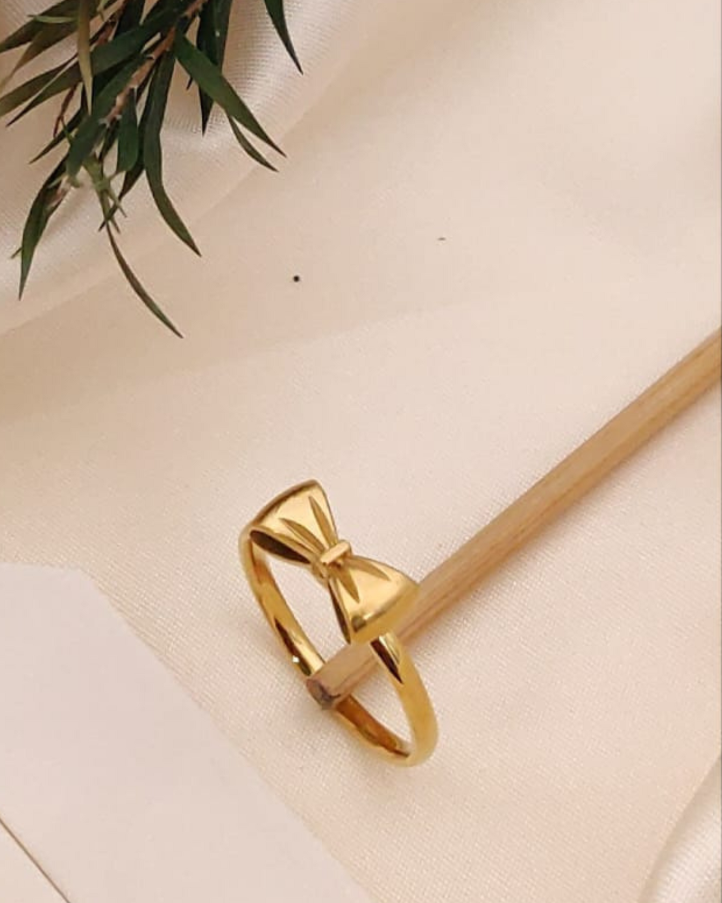 Golden Bow Charm Ring