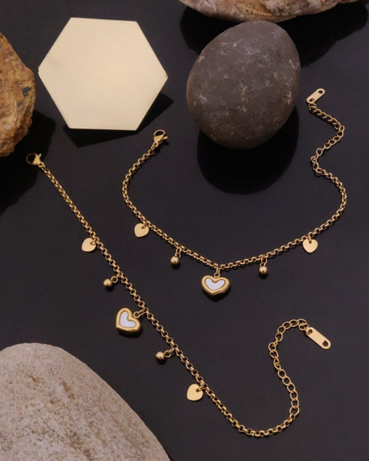 Golden Heart Charm Bracelet