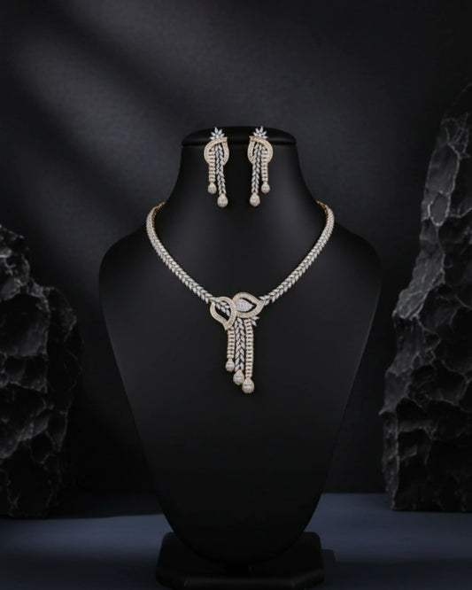 Golden Leaf AD Necklace Zestro
