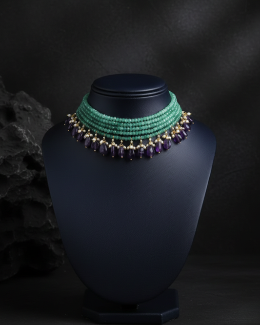Green Onyx Amethyst Choker