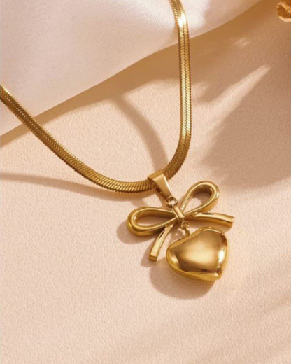 Heart and Bow Necklace