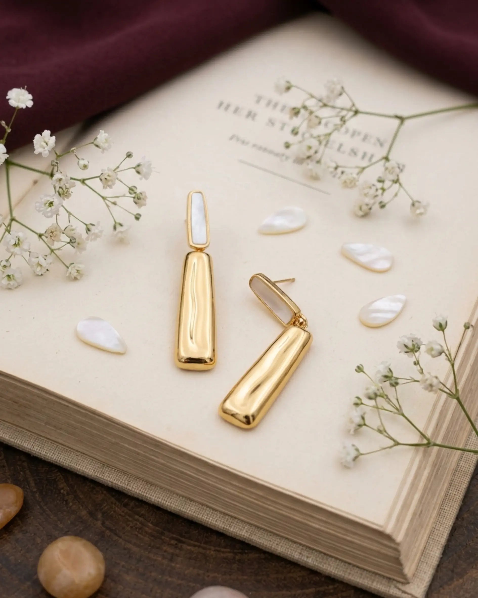 Ivory Edge Drop Earrings Zestro