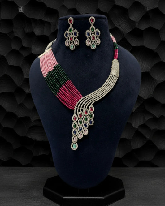 Kashvi Beaded Cascade Necklace Set Zestro