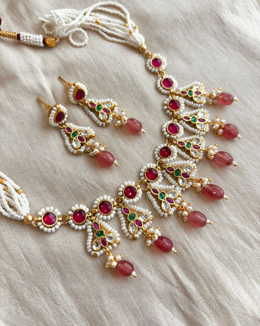 Kavira Pearl Kundan Necklace Set