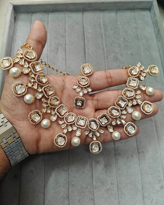 Kavya Kundan Pearl Necklace Set