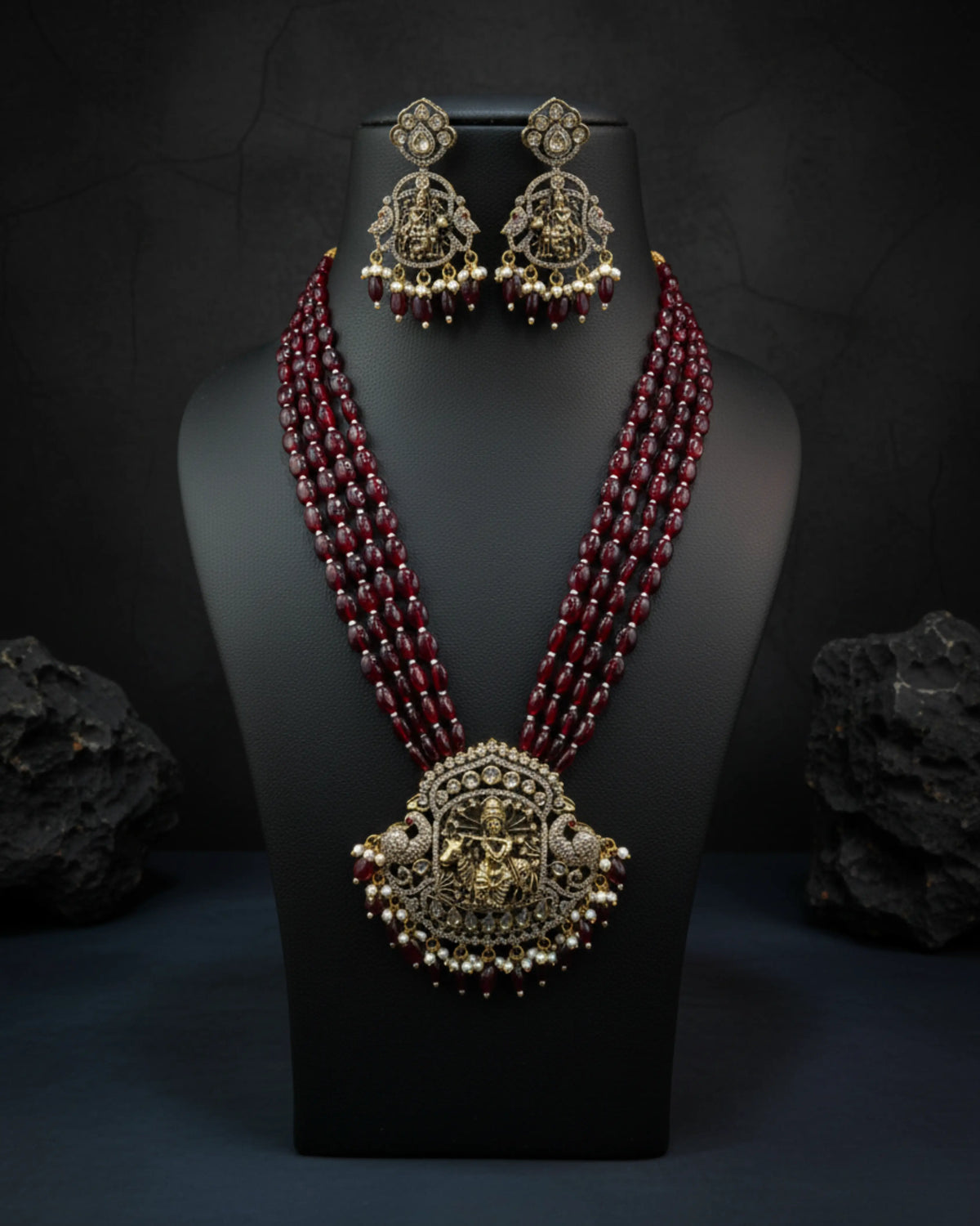 Krishna Temple Necklace Set Zestro