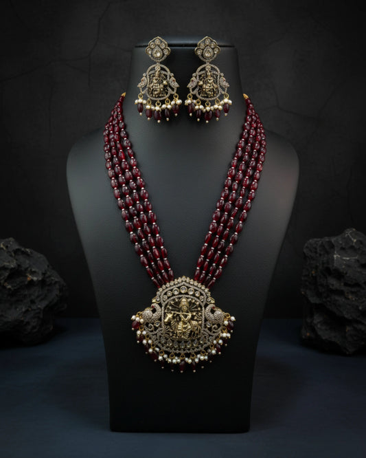 Krishna Temple Necklace Set Zestro