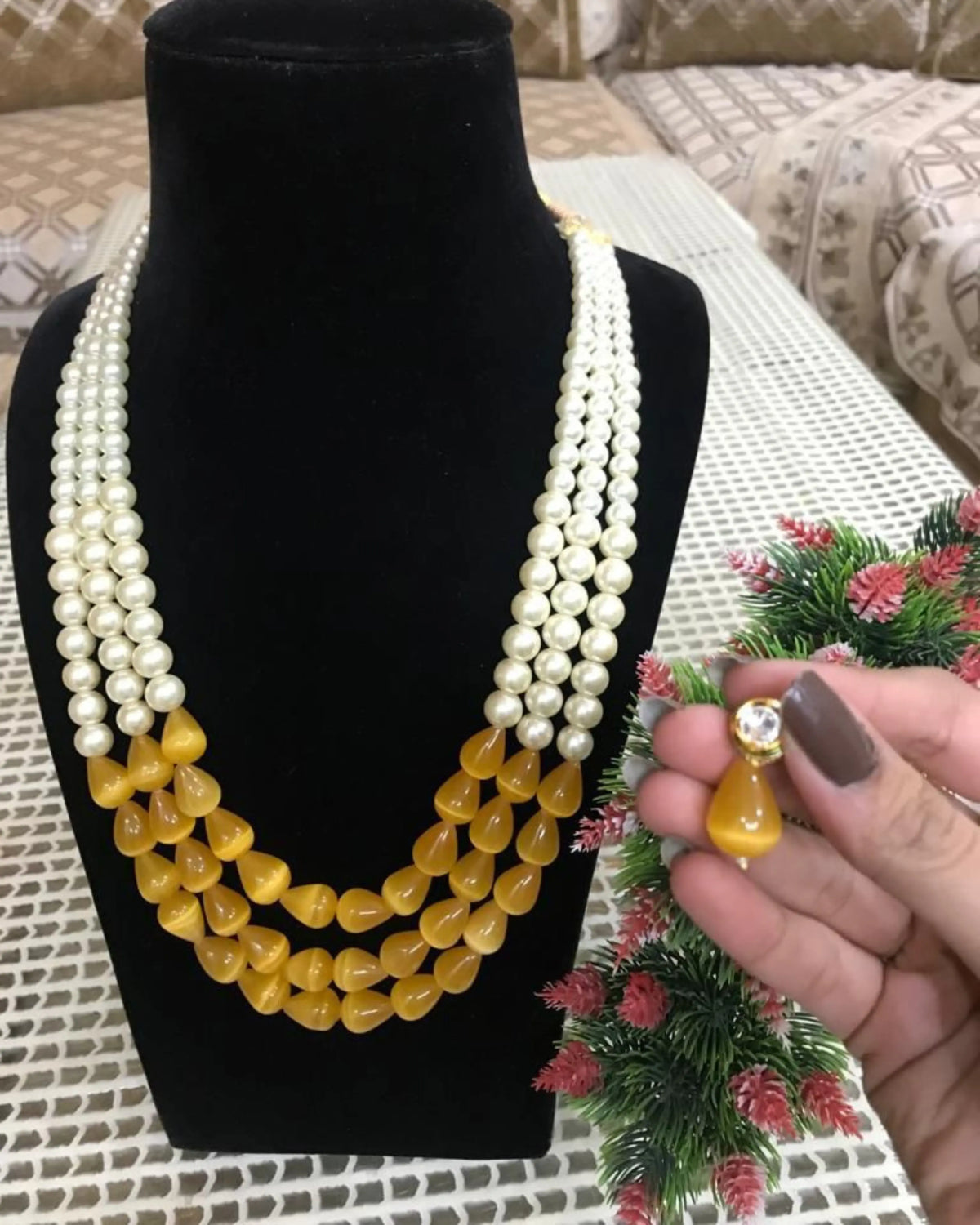 Meher Mala Indian Gold Beaded Necklace Zestro