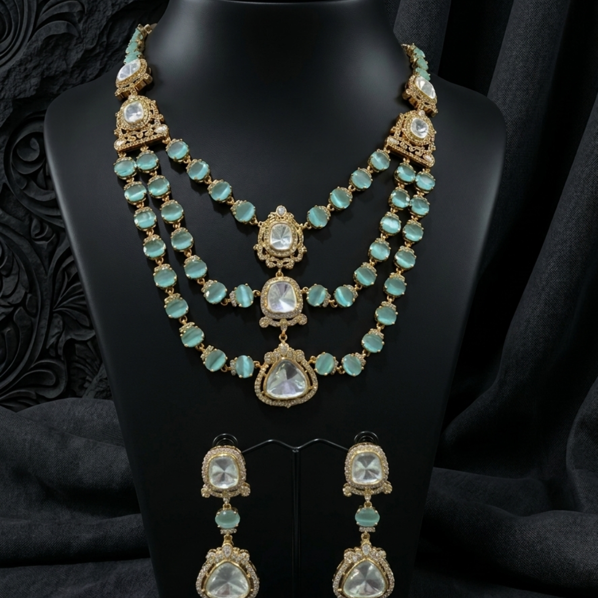 Mehera Mint Kundan Necklace Set | Zestro Premium Imitation Jewellery