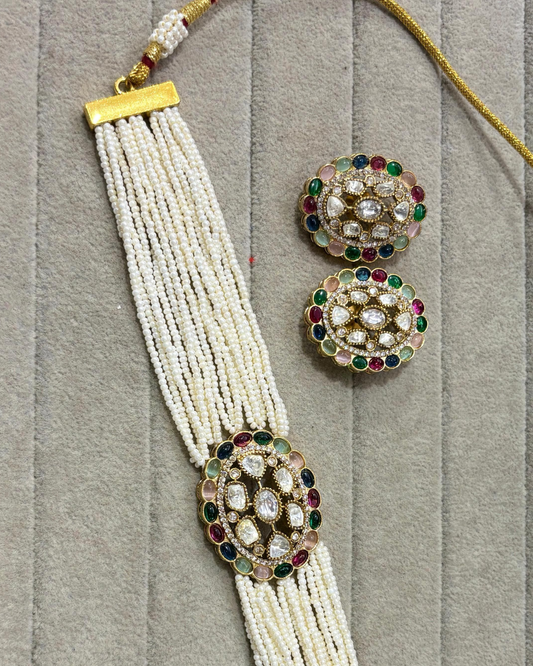 Multi-Strand Pearls Choker Set