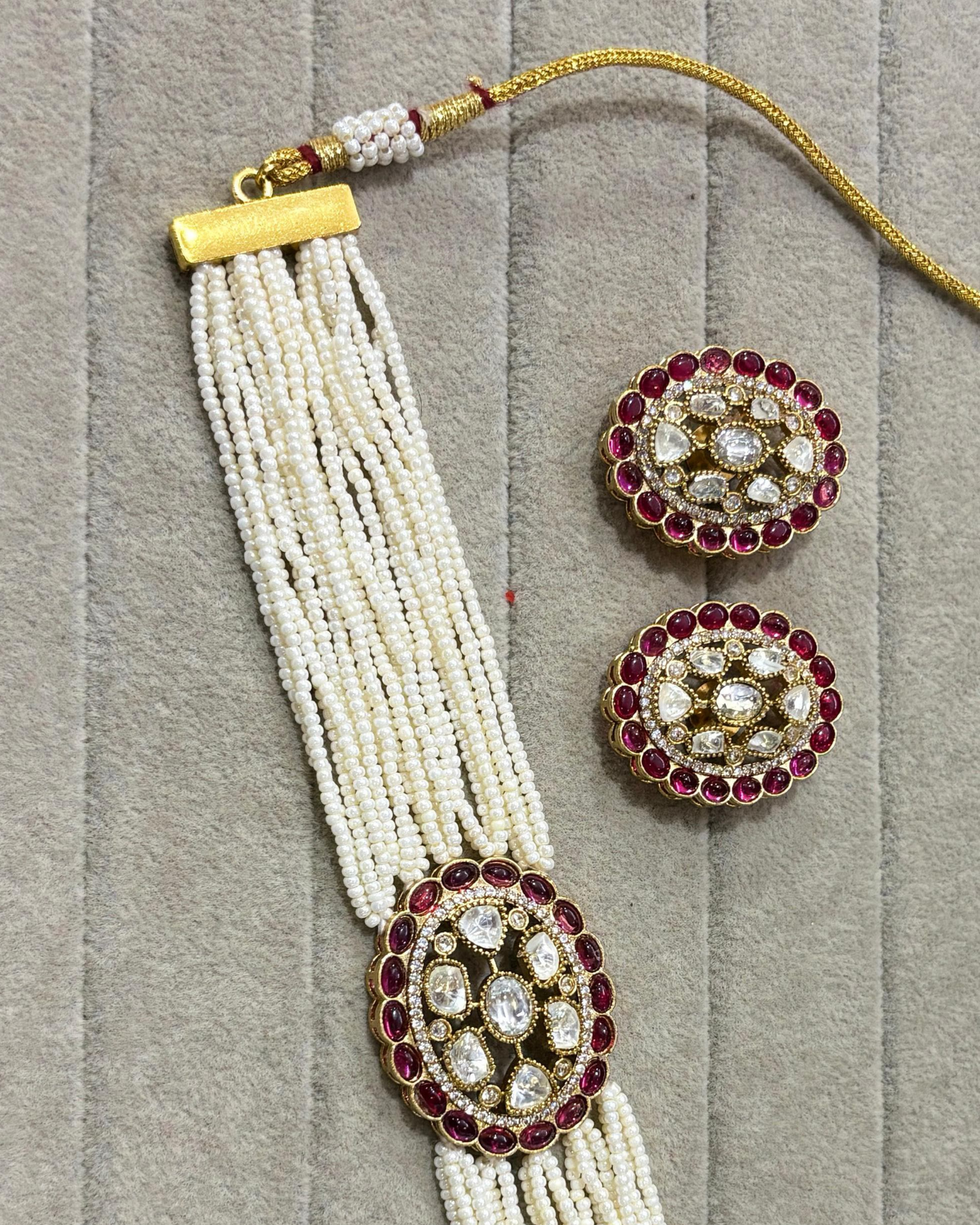 Multi-Strand Pearls Choker Set