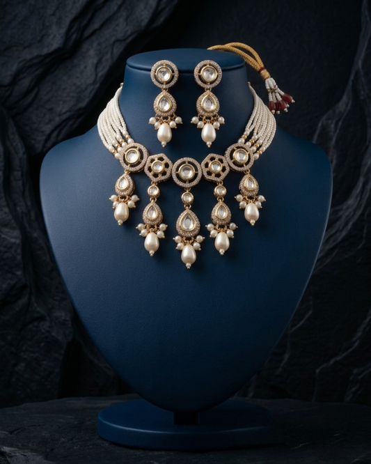 Nidhi Kundan Pearl Cascade Set