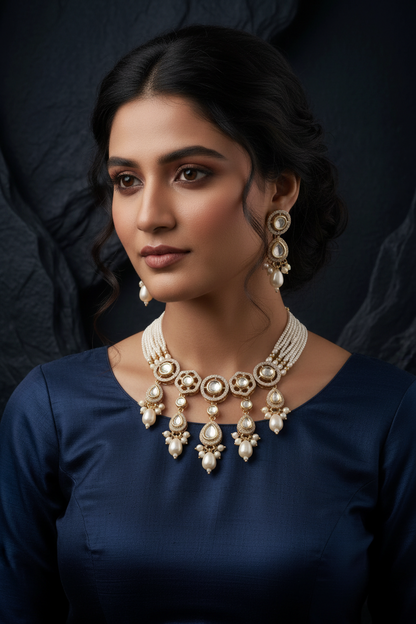 Nidhi Kundan Pearl Cascade Set