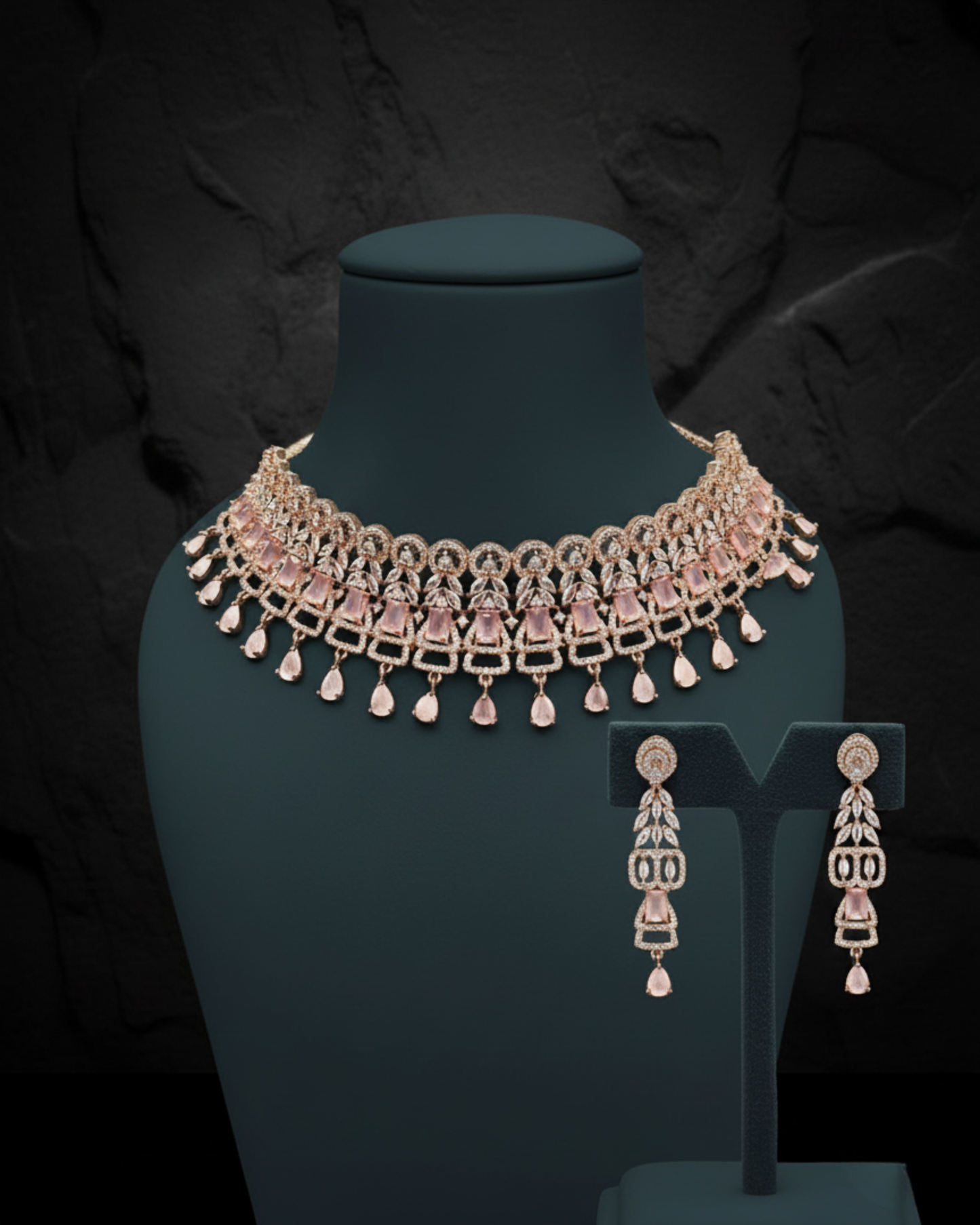 Pink Crystal Necklace Set