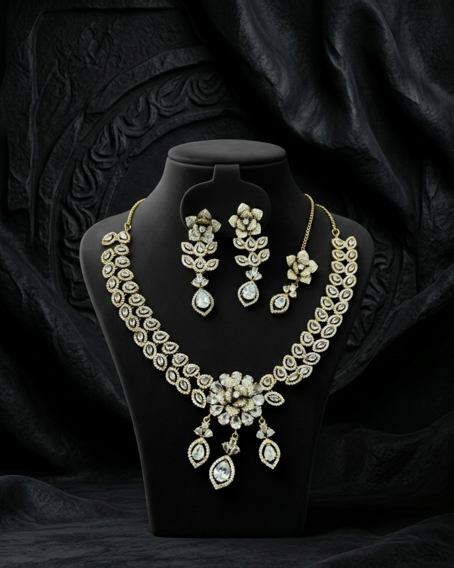 Rajlaxmi Crystal Bloom Necklace Set