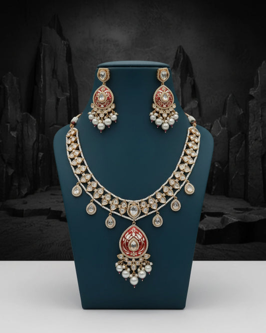 Rajputana Enamel & Polki Choker Zestro
