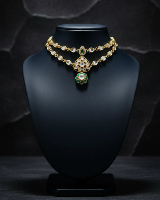 Royal Emerald Layered Necklace Set Zestro