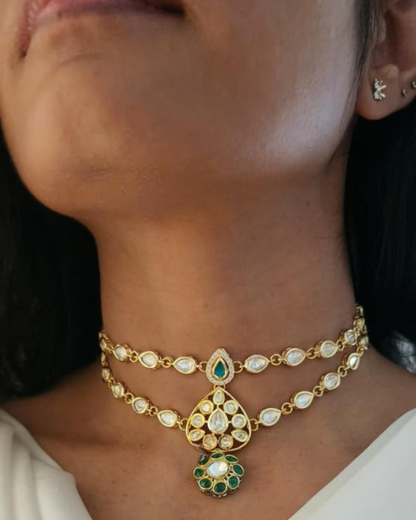 Royal Emerald Layered Necklace Set