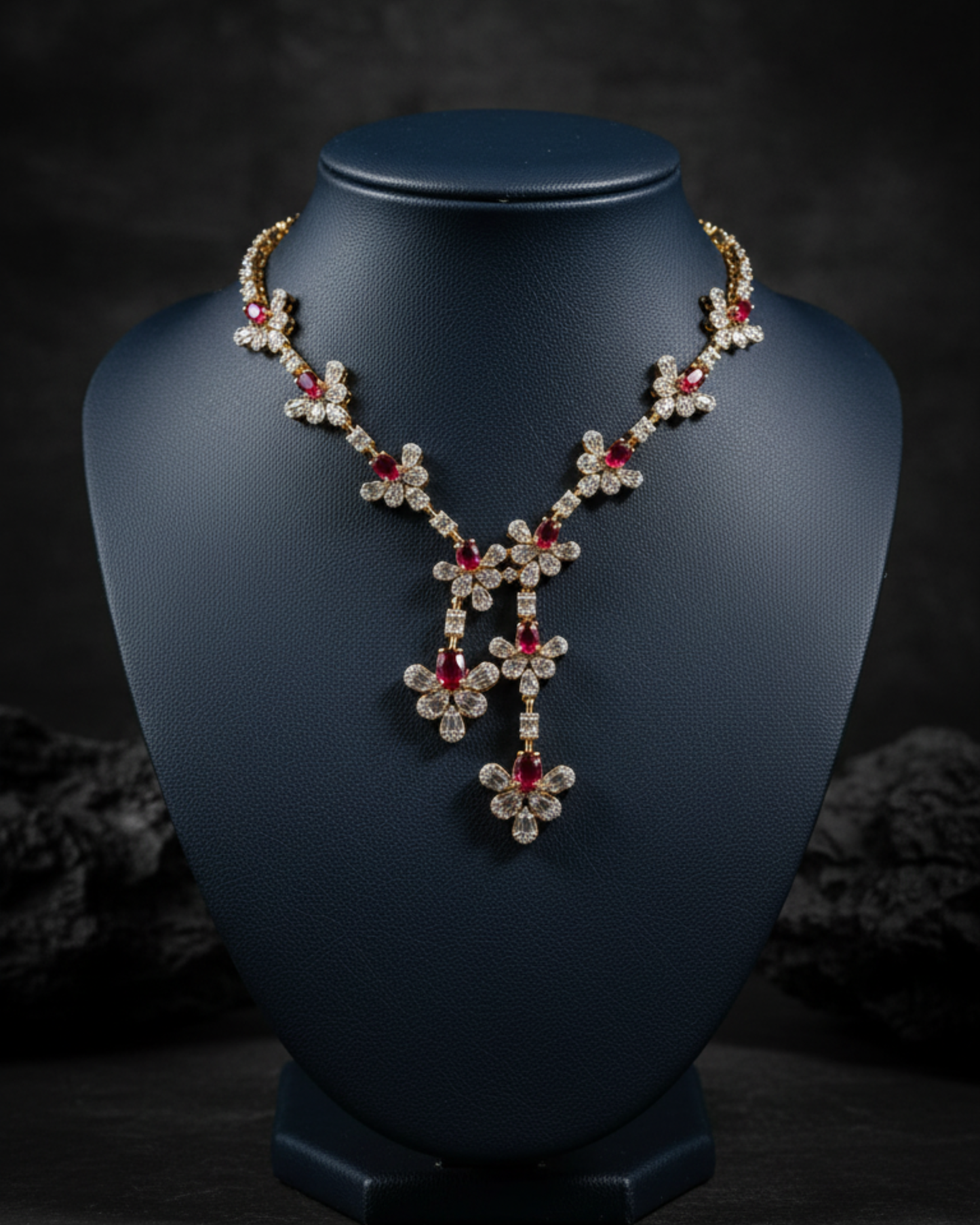 The Ruby Blossom Necklace Set