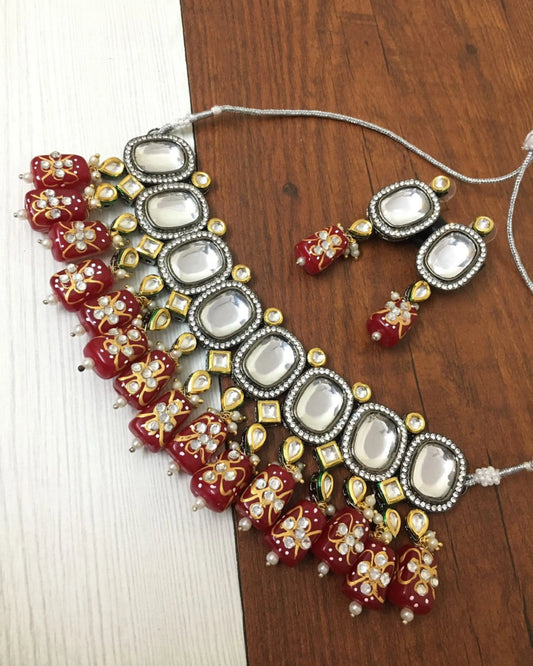 Uncut Kundan Drop Necklace Zestro