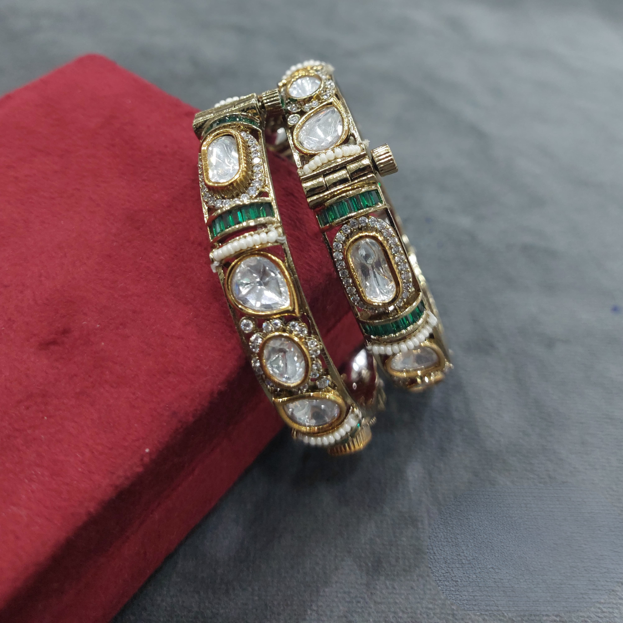 Victorian Polki Kundan Openable Bangles