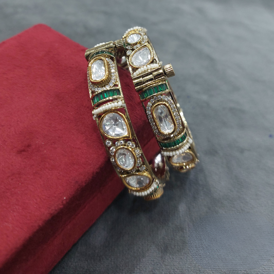 Victorian Polki Kundan Openable Bangles