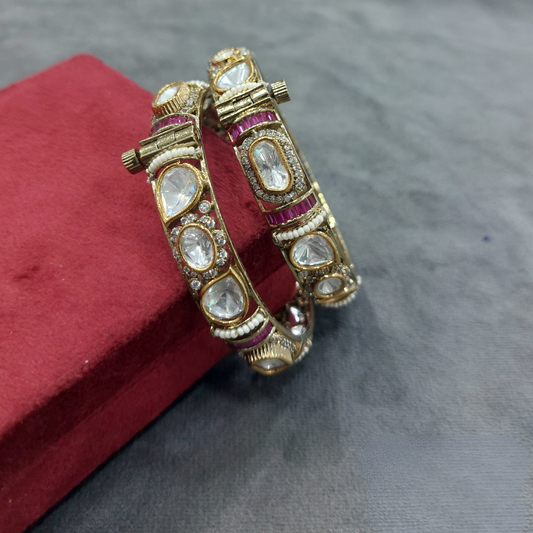 Victorian Polki Kundan Openable Bangles