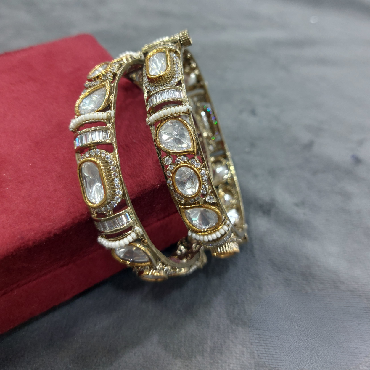 Victorian Polki Kundan Openable Bangles