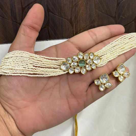 Aabha Pearl Kundan Choker Set