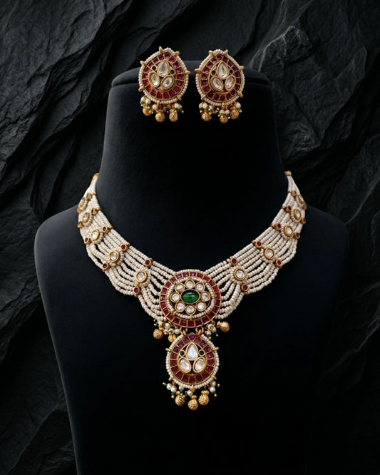 Rajwada Ratna Pearl Necklace Set Zestro