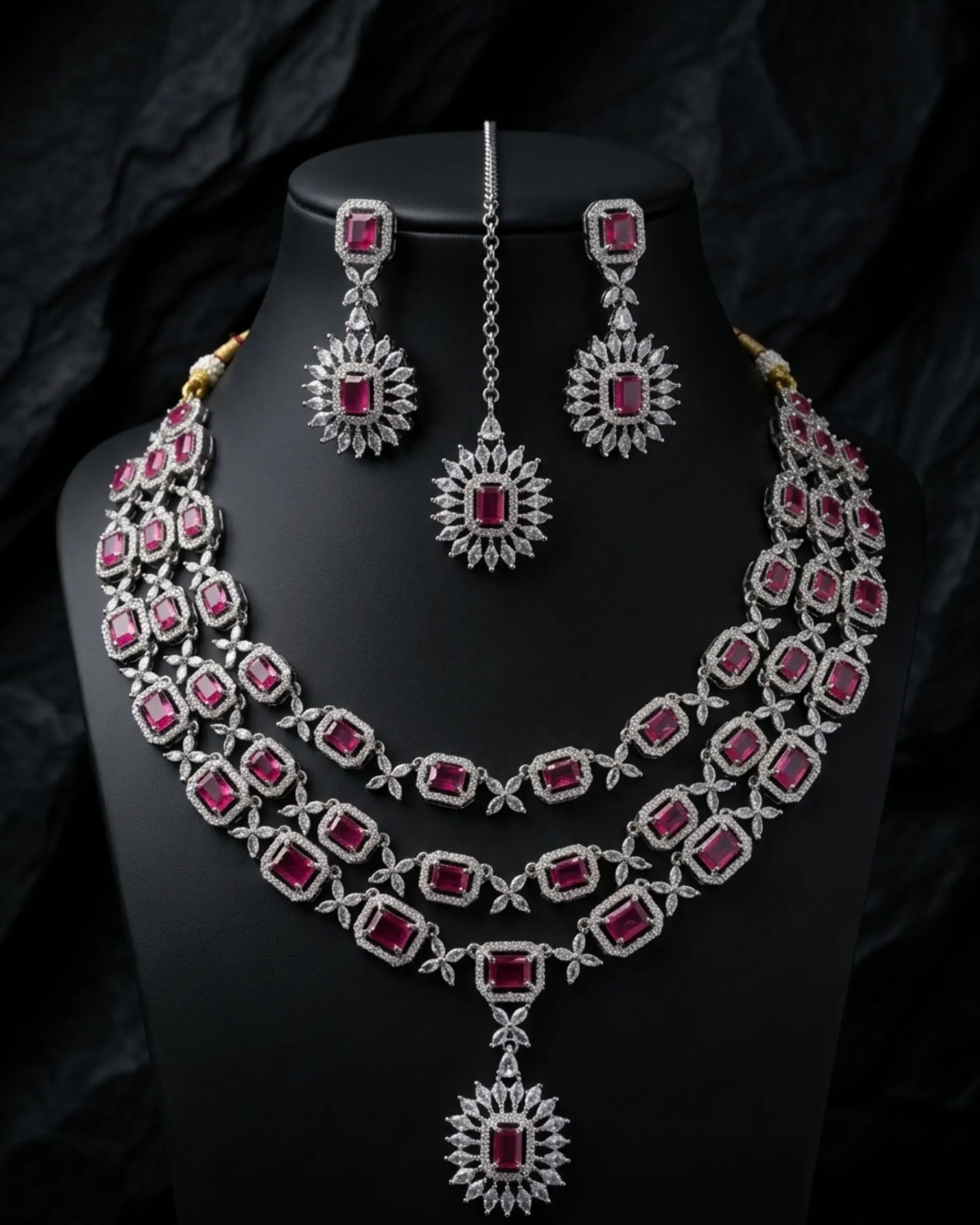 Regalia Ruby AD Necklace Set Zestro